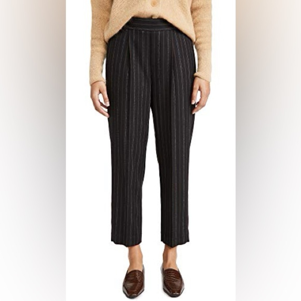 Vince women’s wool blend Black Pinstripe Pants Size Large E24